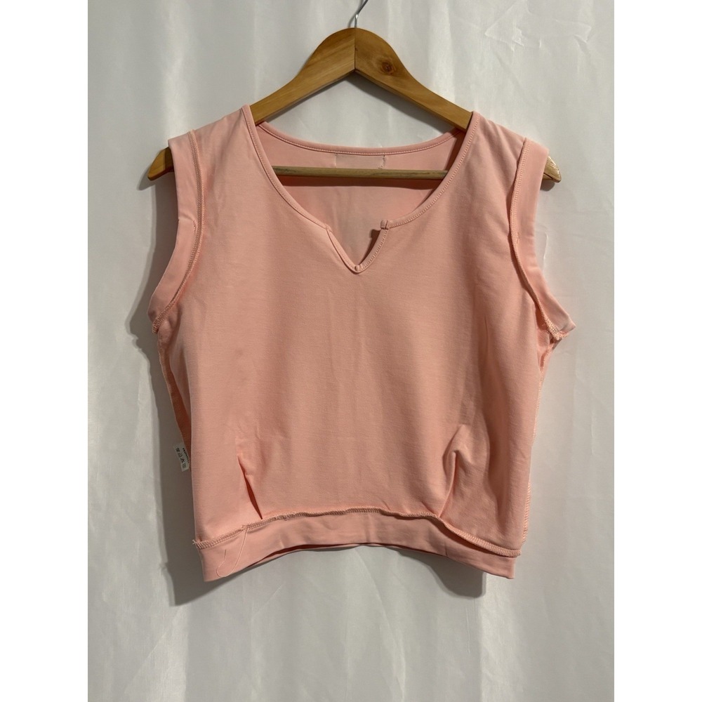 Arrive Guide Women's V-Neck Sleeveless Crop Top, Women's M Athletic Shirt Pink - Picture 4 of 8